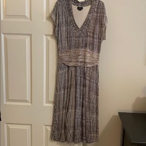 Deletta Navy and Cream Striped Dress Large